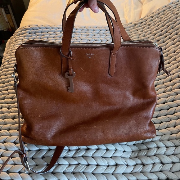 Fossil Leather Laptop Bag - Picture 1 of 4
